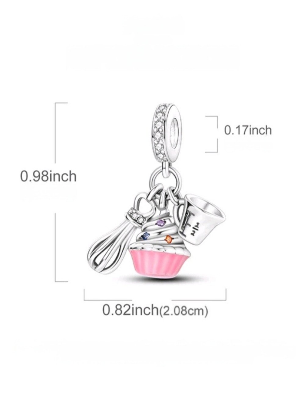 Sterling Silver Pink Cupcake & Baking Charm Bracelet Pendant 925 Plated 🧁🩷 NEW - Picture 2 of 8